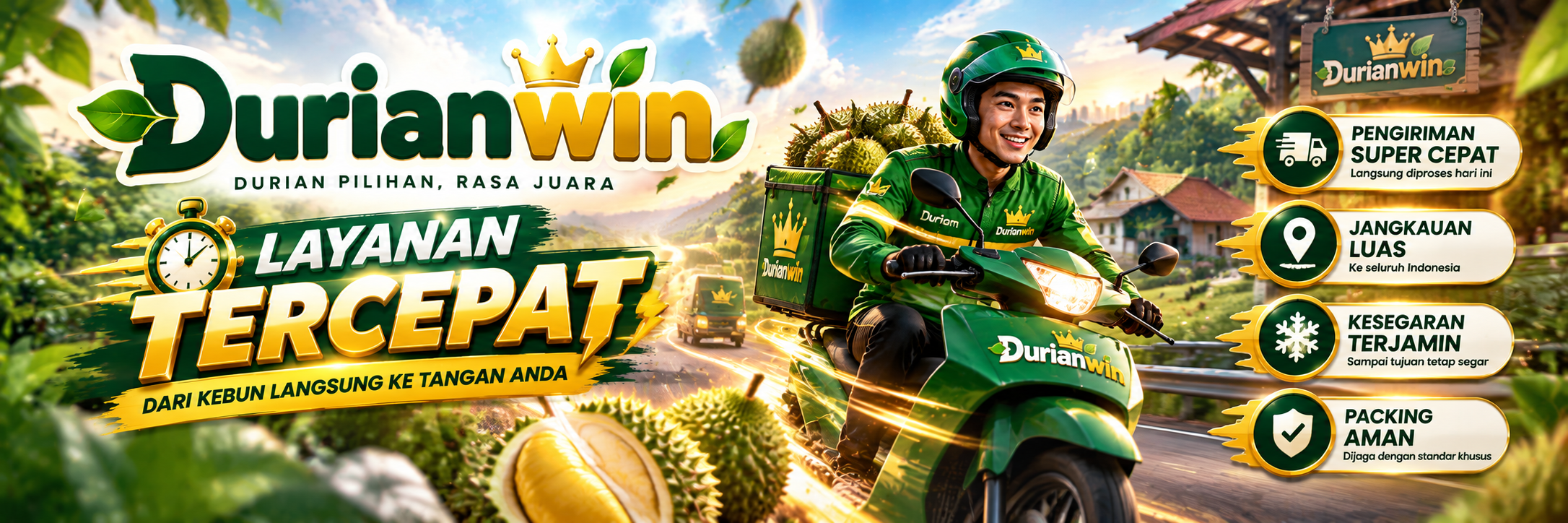 Durianwin layanan tercepat — pengiriman super cepat, jangkauan luas, kesegaran terjamin, packing aman