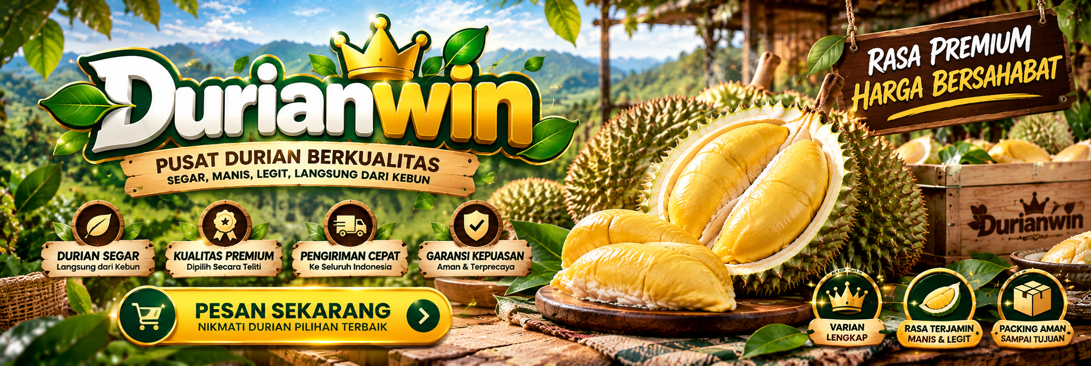 Durianwin — pusat durian berkualitas, segar, manis, legit, langsung dari kebun, rasa premium harga bersahabat